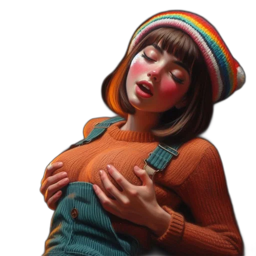 jacket, hat, dress, face transparent PNG cut-out