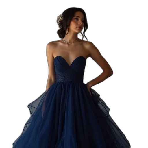 dress, blue, navy, gown transparent PNG cut-out