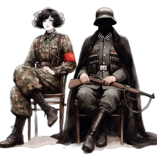 hat, mask, staff, jacket transparent PNG cut-out