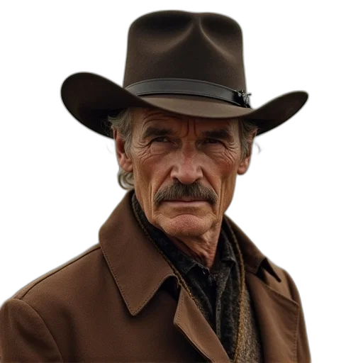 hat, jacket, face, staff transparent PNG cut-out