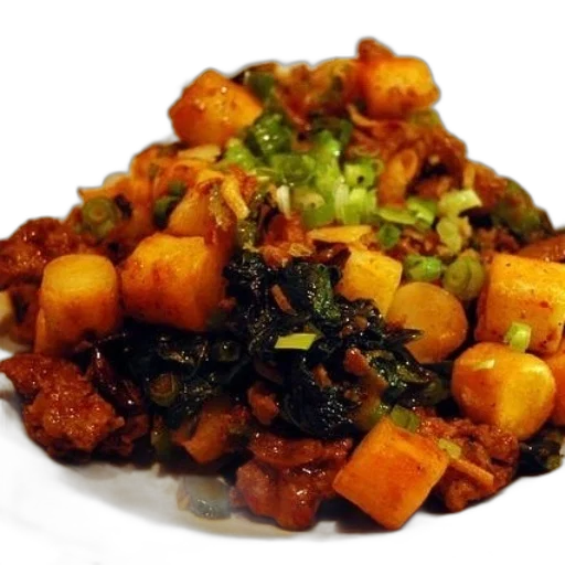 food, plate, tofu, greens transparent PNG cut-out