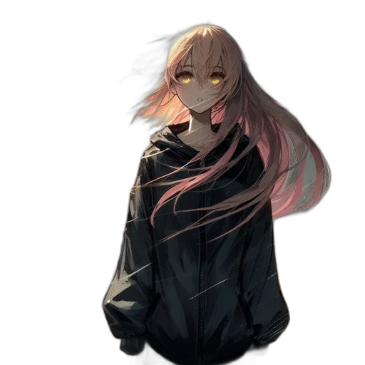 jacket, hair, mask, staff transparent PNG cut-out