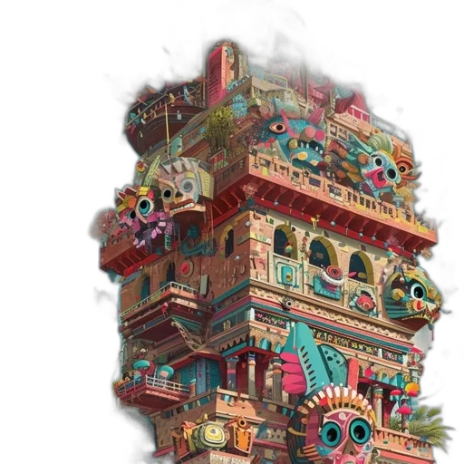 building, mask, concept art, 3d render transparent PNG cut-out