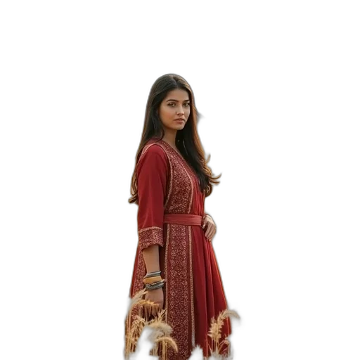 dress, staff, jewelry, photorealistic transparent PNG cut-out