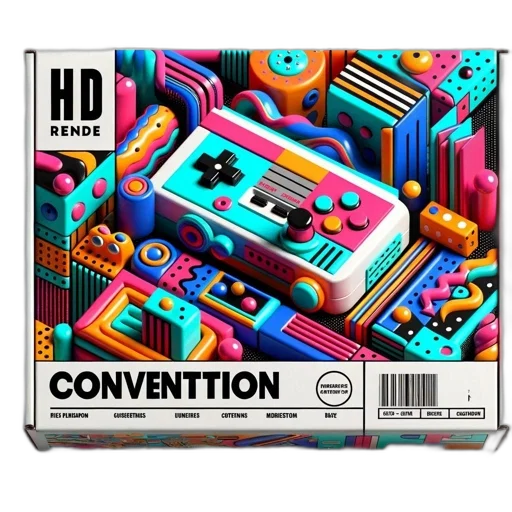 concept art, vaporwave, 3d render, colorful transparent PNG cut-out