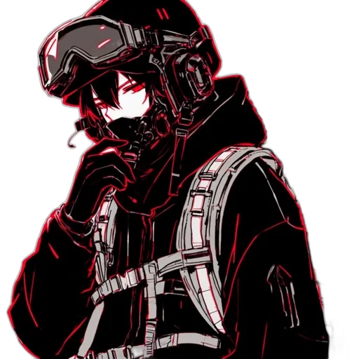 jacket, mask, staff, weapon transparent PNG cut-out