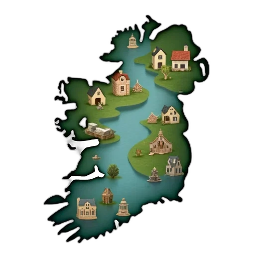ireland, map, different, cities transparent PNG cut-out