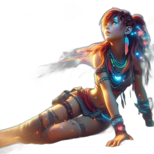 concept art, cyberpunk, fantasy art, 3d render transparent PNG cut-out