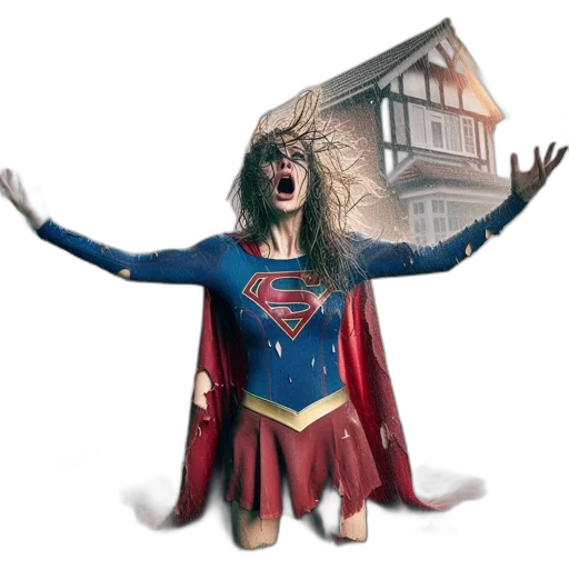 comic book art, concept art, woman, supergirl transparent PNG cut-out