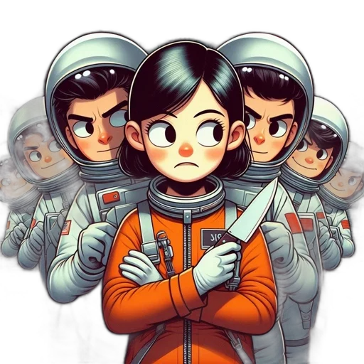 jacket, robot, staff, comic book art transparent PNG cut-out