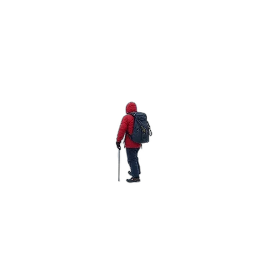 jacket, umbrella, hat, staff transparent PNG cut-out