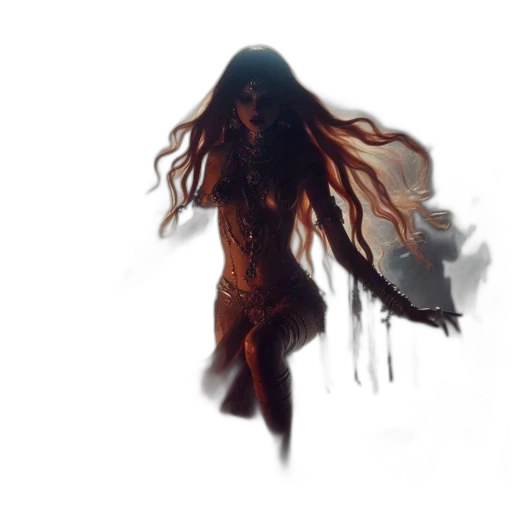 creature, hair, dress, mask transparent PNG cut-out