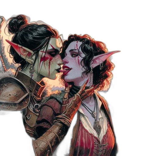 fantasy art, concept art, comic book art, two transparent PNG cut-out
