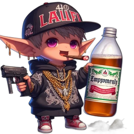 weapon, bottle, jacket, dragon transparent PNG cut-out