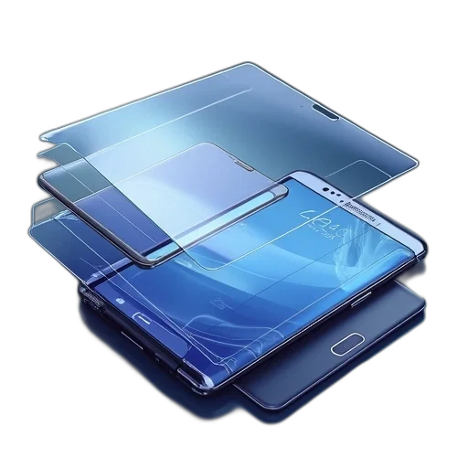 blue, curved, glass, screen transparent PNG cut-out