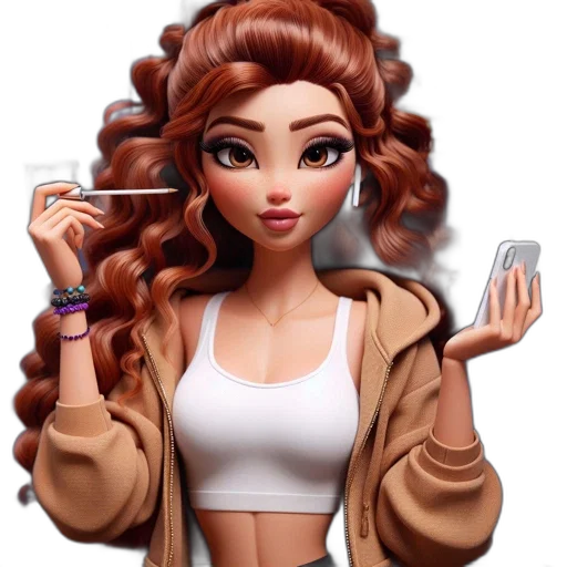 hair, jewelry, jacket, cartoon transparent PNG cut-out