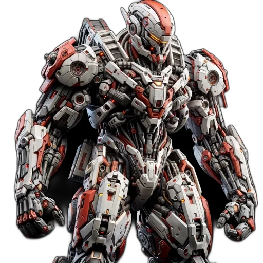 robot, weapon, concept art, 3d render transparent PNG cut-out