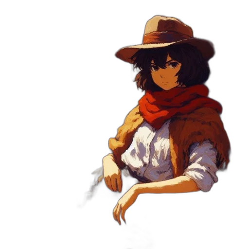 hat, staff, weapon, jacket transparent PNG cut-out