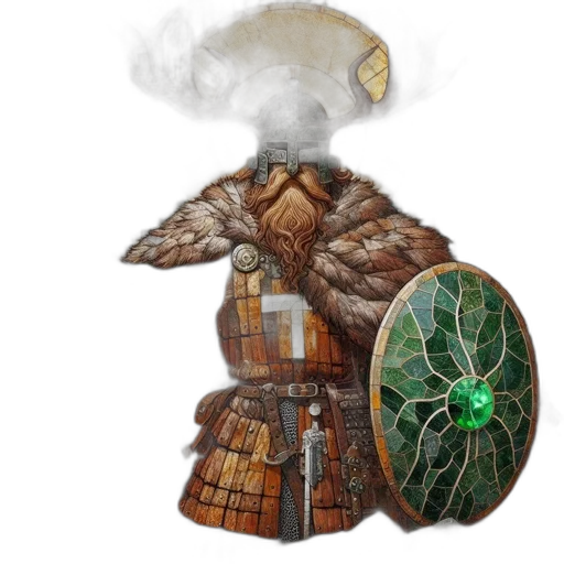 dragon, jacket, mask, staff transparent PNG cut-out