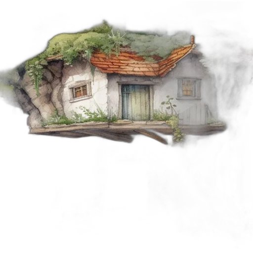 building, umbrella, concept art, watercolor transparent PNG cut-out