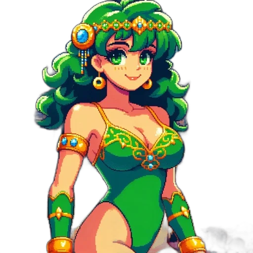 dress, crown, jewelry, staff transparent PNG cut-out