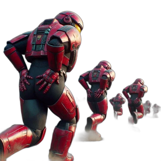 robot, concept art, 3d render, red transparent PNG cut-out