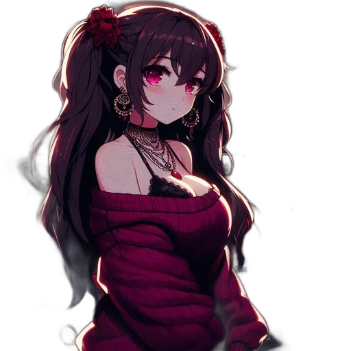 dress, jacket, creature, staff transparent PNG cut-out