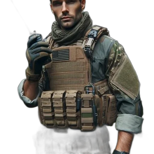 weapon, jacket, face, staff transparent PNG cut-out