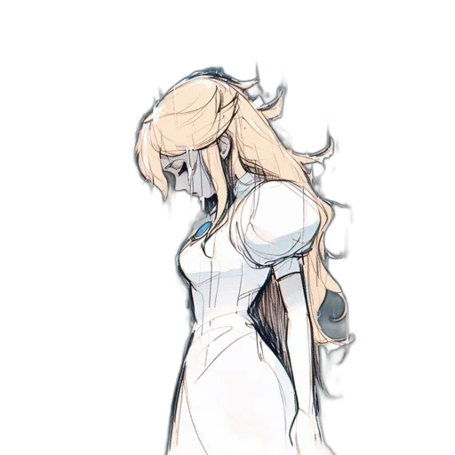 dress, hair, crown, staff transparent PNG cut-out