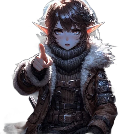 jacket, staff, dragon, creature transparent PNG cut-out