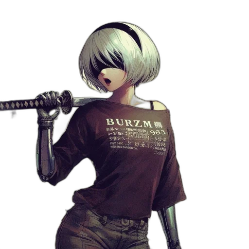 robot, weapon, jacket, staff transparent PNG cut-out
