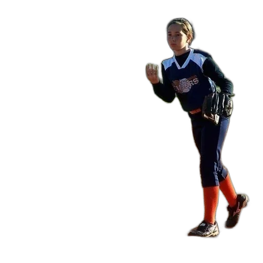 girl, softball, uniform, throwing transparent PNG cut-out