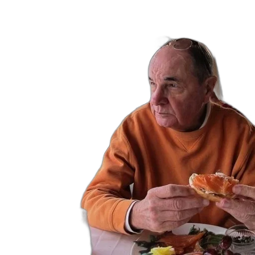 food, jacket, face, older transparent PNG cut-out