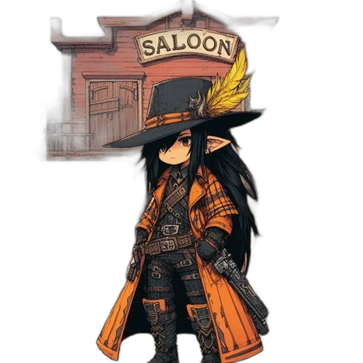 hat, staff, jacket, weapon transparent PNG cut-out