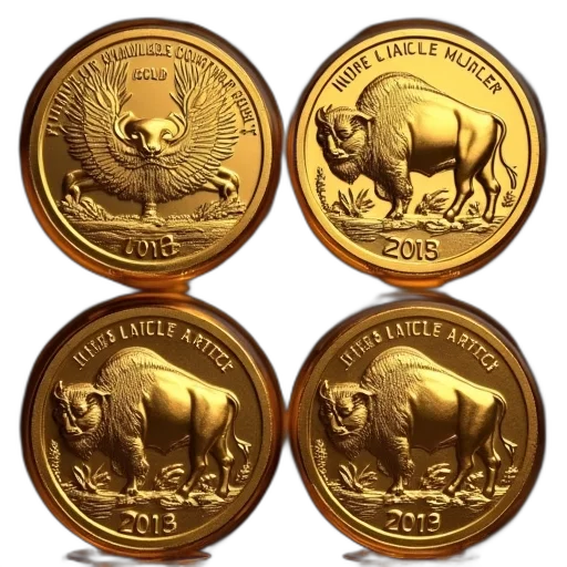golden, four, coin, gold transparent PNG cut-out