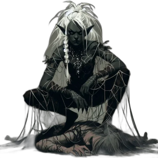 creature, hair, mask, staff transparent PNG cut-out