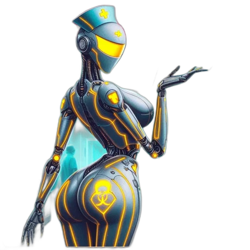 robot, concept art, cyberpunk, fantasy art transparent PNG cut-out