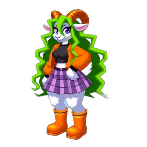 staff, dress, hair, 3d render transparent PNG cut-out