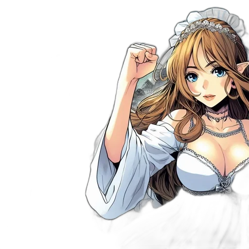 dress, crown, anime, fantasy art transparent PNG cut-out