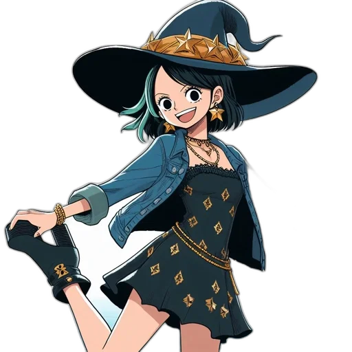 dress, hat, staff, jewelry transparent PNG cut-out