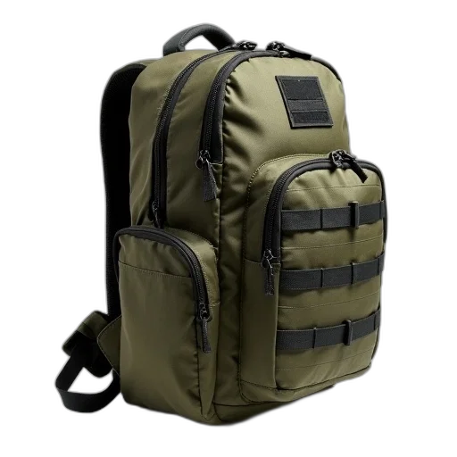 jacket, military-style, backpack, rugged transparent PNG cut-out