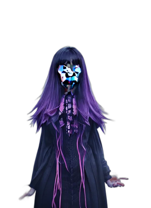 mask, dress, creature, staff transparent PNG cut-out