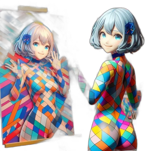 dress, jacket, robot, vaporwave transparent PNG cut-out