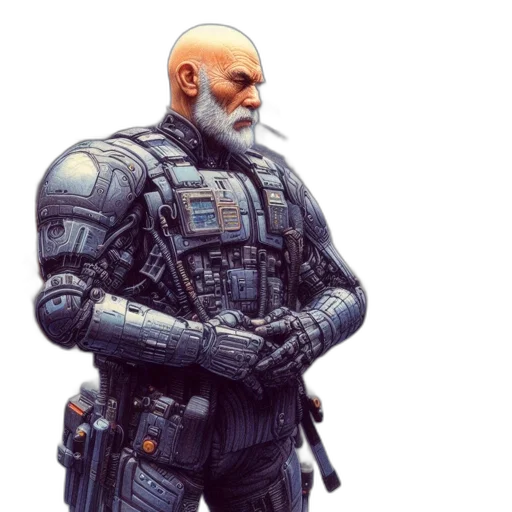 concept art, cyberpunk, comic book art, 3d render transparent PNG cut-out