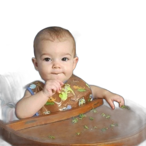 food, photorealistic, baby, sits transparent PNG cut-out