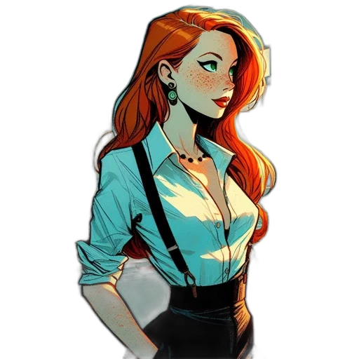 dress, staff, jacket, comic book art transparent PNG cut-out