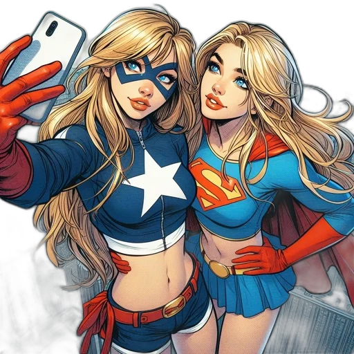 comic book art, concept art, cartoon, two transparent PNG cut-out