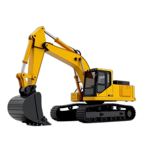 robot, 3d render, yellow, excavator transparent PNG cut-out