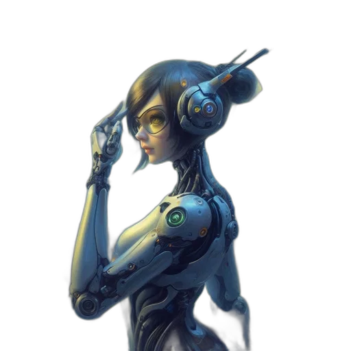 robot, dress, staff, concept art transparent PNG cut-out
