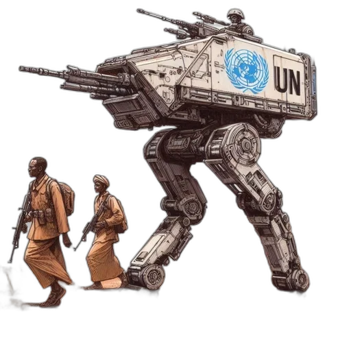 robot, weapon, concept art, two transparent PNG cut-out